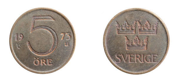istock Sweden five ore coin on a white isolated background 1311246707