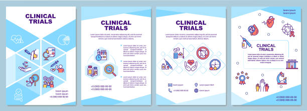 illustrazioni stock, clip art, cartoni animati e icone di tendenza di modello di opuscolo per studi clinici - medical research medicine laboratory computer graphic