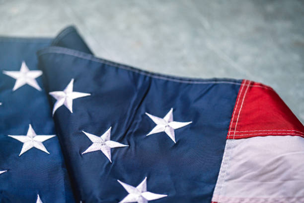 istock Flag of USA on light grey background 1311251101