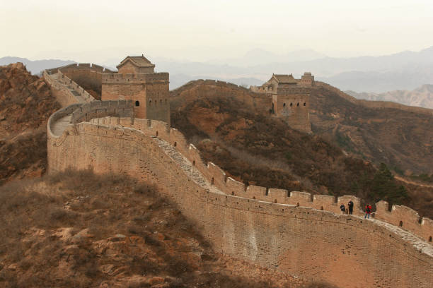 Great Wall of China flowing over a mountain range near Simatai