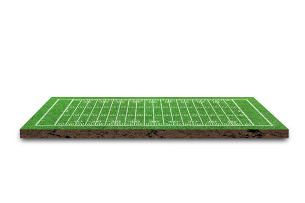 American football field with line pattern isolated on white background stock photo
