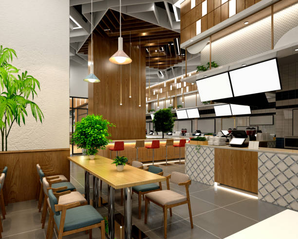 istock 3d render of cafe restaurant interior 1311254878