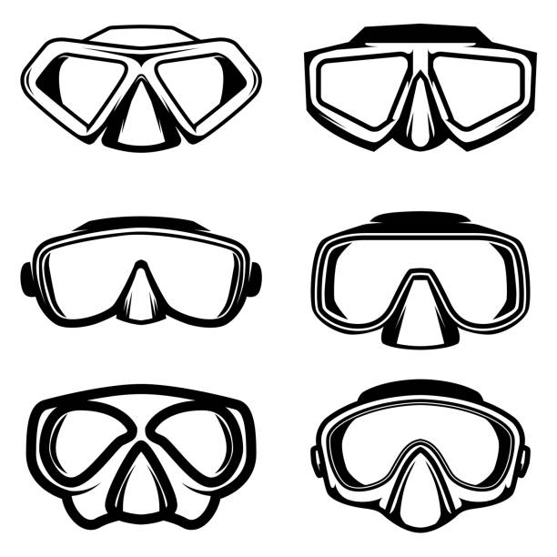 illustrations, cliparts, dessins animés et icônes de ensemble d’illustrations des masques de plongeur. élément de conception pour étiquette, signe, emblème, affiche. illustration vectorielle - swimming goggles