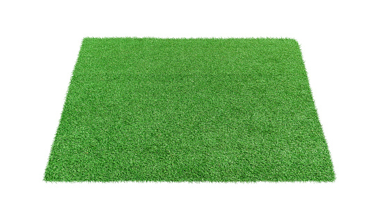 Artificial grass carpet isolated on white background.