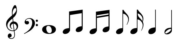 ミュージックノート - ベクターイラストレーション - 白い背景に分離 - treble clef musical symbol music clipping path点のイラスト素材／クリップアート素材／マンガ素材／アイコン素材