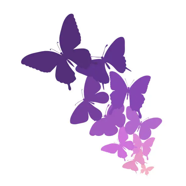 Vector illustration of background with a border of butterflies flying