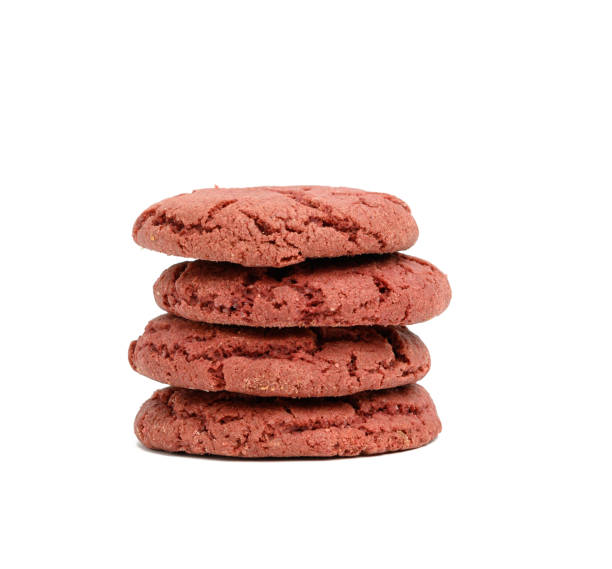 istock stack of baked round cookies with cherries on a white background 1311265231