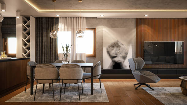 istock Interior Design. Architecture. Computer generated image of living room. Architectural Visualization. 3D rendering. 1311266498