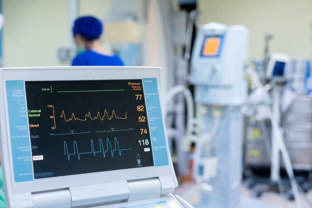 ekg monitor in intra aortic balloon pump machine. medical equipment - medical equipment imagens e fotografias de stock