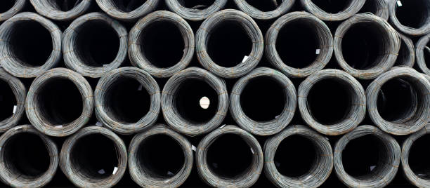 istock Steel wire. Metallurgy. Large spools. Cargo transportation. Heavy industry. 1311267435