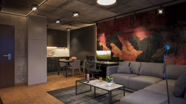 istock Interior Design. Architecture. Computer generated image of living room. Architectural Visualization. 3D rendering. 1311267644