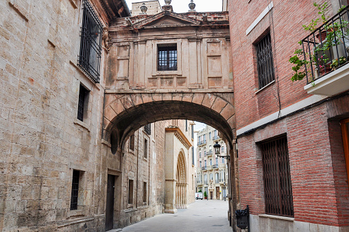 Bridge of sighs in Valencia old town, Spain