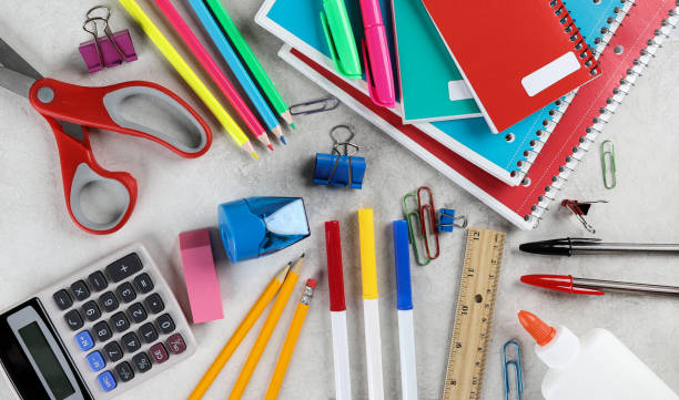 Assortment of School Supplies on a Table