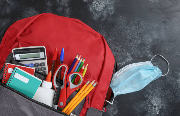 istock Book Bag With School Supplies and Mask 1311273906