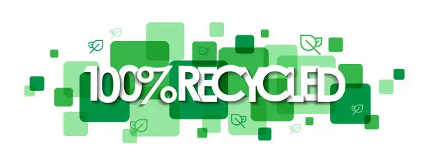 Vector illustration of 100% RECYCLED green vector typography banner