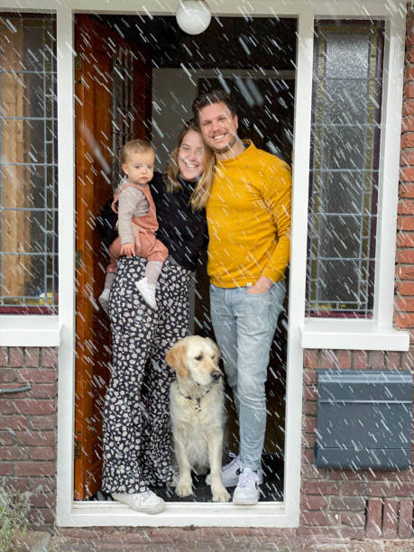 istock Young Dutch Family posing in doorway 1311277501