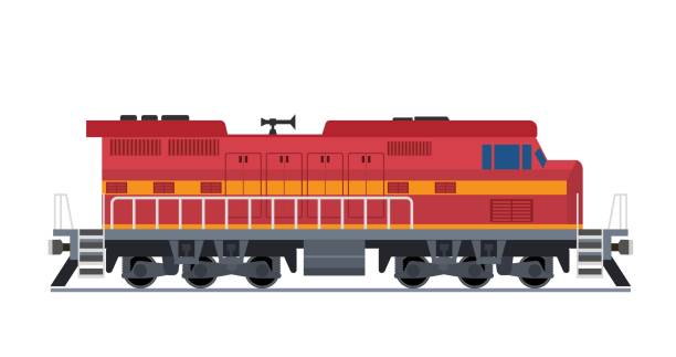 illustrazioni stock, clip art, cartoni animati e icone di tendenza di treno merci isolato su sfondo bianco - diesel locomotive