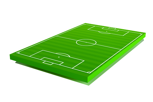 Football pitch. The european soccer field layout. 3d illustration