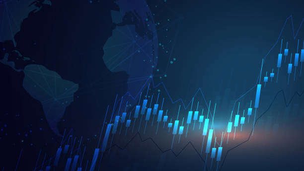 istock Candlestick graph chart with digital data, uptrend or down trend of price of stock market or stock exchange trading, investment and financial concept. 1311282126