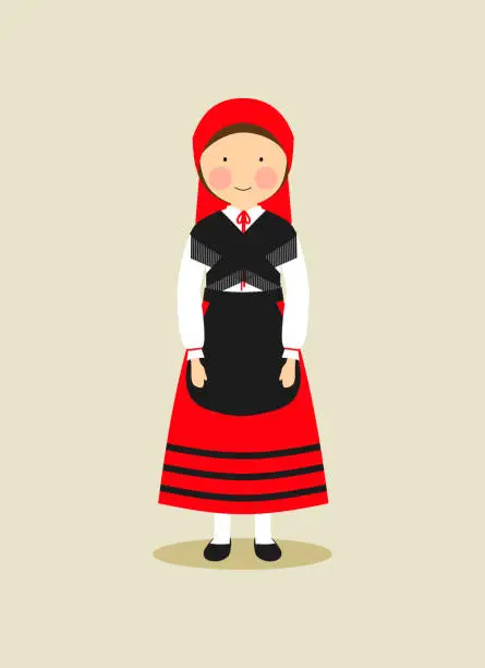 Vector illustration of Andorran traditional clothing for women