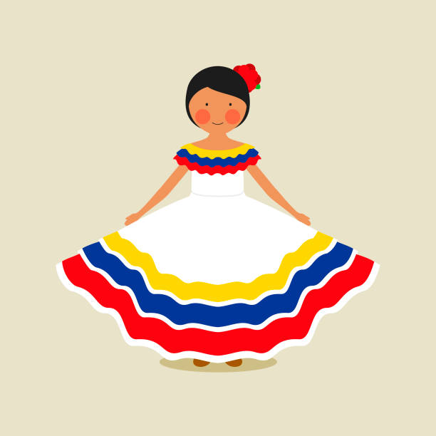 ilustraciones, imágenes clip art, dibujos animados e iconos de stock de ropa tradicional venezolana para mujeres - ilustraciones de cultura venezolana