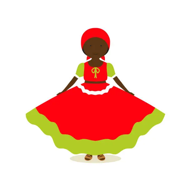 Vector illustration of Haitian traditional clothing for women