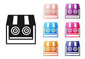 Black Shooting gallery icon isolated on white background. Shooting range. Set icons colorful. Vector