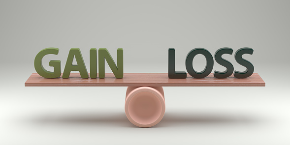 Gain or Loss Concept with Grey Background. 3d Rendering