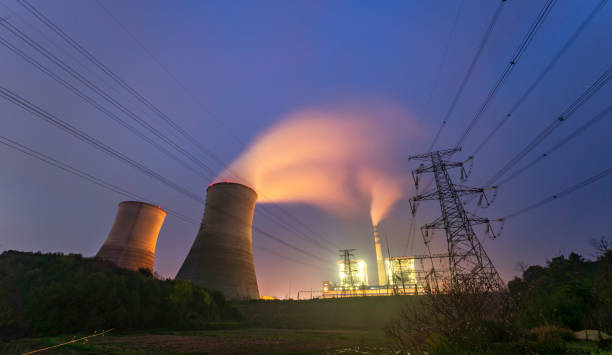 istock Night scene of thermal power station 1311289178
