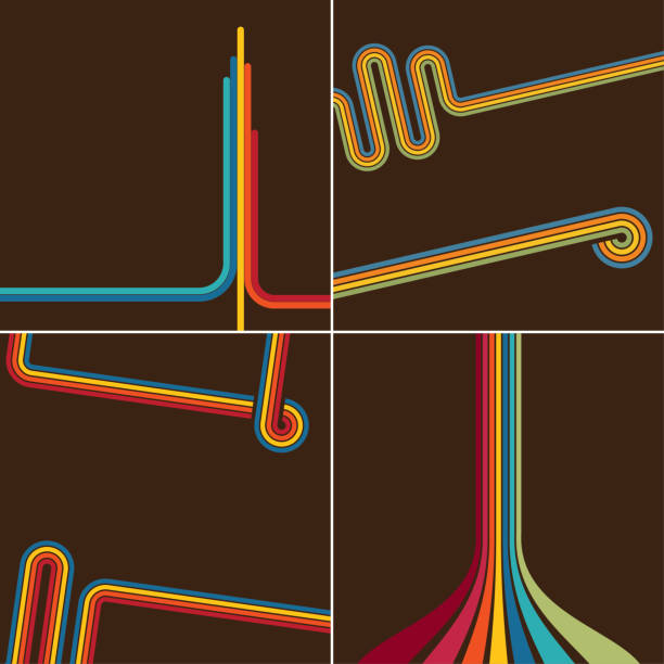 4 different retro style square backgrounds. All design elements are layered.