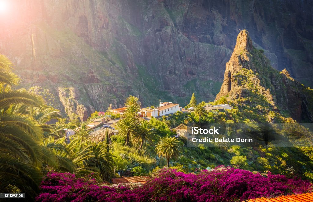 Landscape with Masca village Masca village, the most visited tourist attraction of Tenerife, Spain Tenerife Stock Photo