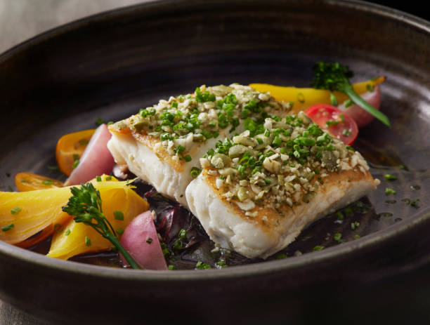 Pan Seared Halibut with Pumpkin Seed Gremolata