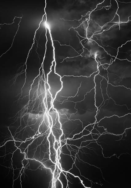 Lightnings during summer storm Thunder, lightnings and rain during summer storm at night. storm cloud photos stock pictures, royalty-free photos & images