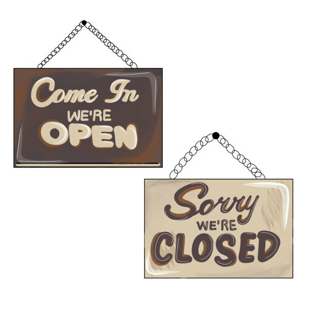 istock Store Signs: Open Closed. Creative vector illustration sign - sorry we are closed, Come in, we are open 1311298026