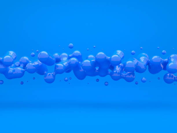 istock Blue abstract background with drops floating in weightlessness. 1311300160