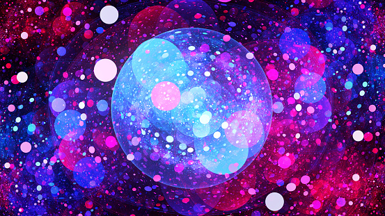 Colorful multiverse bubbles in space, computer generated abstract background, 3D rendering