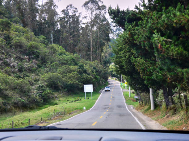 Uneven road between the hills stock photo