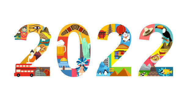 ilustrações de stock, clip art, desenhos animados e ícones de 2022 new year travel illustration - mundial 2022