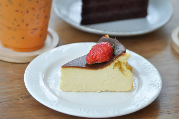 istock basque burnt cheesecake, burnt cheesecake with strawberry 1311308039