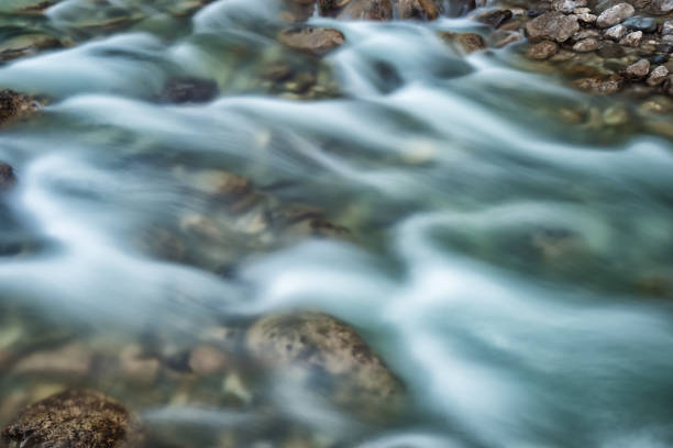 istock Tranquil scene at riverside with blurred motion water 1311310843