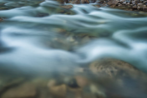 istock Tranquil scene at riverside with blurred motion water 1311310882