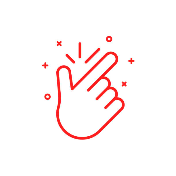 thin line snap icon thin line snap icon. concept of popular funny symbol to make flicking fingers, meaning everything is easy, fine, eureka, no problem. graphic design arm of human. red simple sign on white background effortless stock illustrations