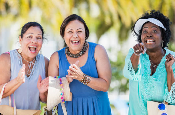 istock Three senior women on vacation together 1311316433