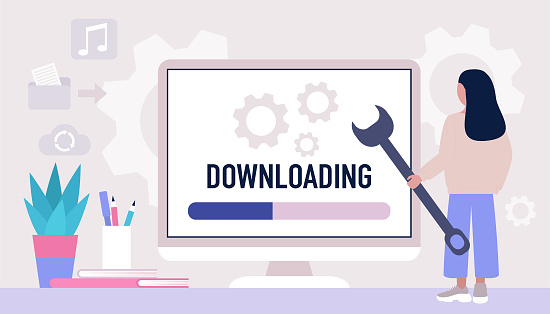 Doenloading Downloading Loading Concept Stock Illustration - Download Image Now ...