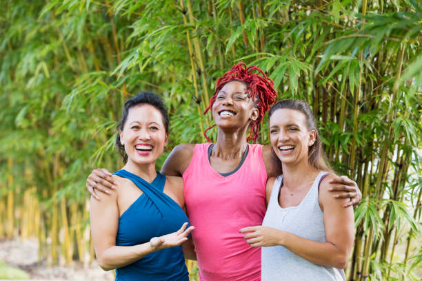 istock Three women outdoors after yoga class 1311318538