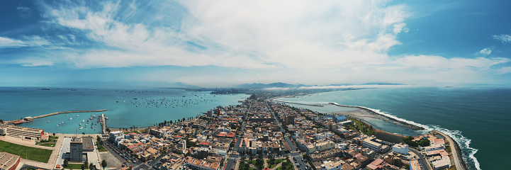 Aerial view of La Punta, Callao - Peru during the summer