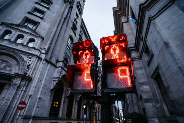 istock Pedestrian crossing red traffic light 1311324422