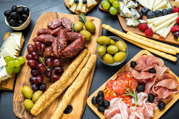 istock Charcuterie board  and cheese plate food flat lay 1311325643