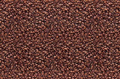 Granos de café fondo sin costuras. Vista superior photo