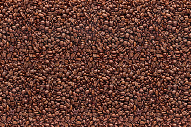 chicchi di caffè sfondo senza cuciture. vista dall'alto - chicco di caffè foto e immagini stock
